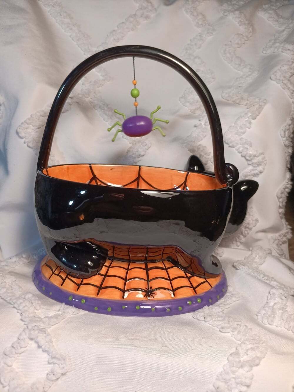 Department 56 Black Scaredy-Cat Candy Holder Bowl Basket Halloween Decor - Picture 6 of 6